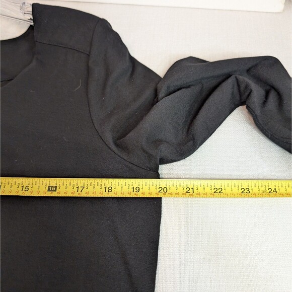 J. Jill Stretch Women's MEDIUM Button-Front Tunic, Black Rayon Knit 3/4 Sleeve - Picture 8 of 16